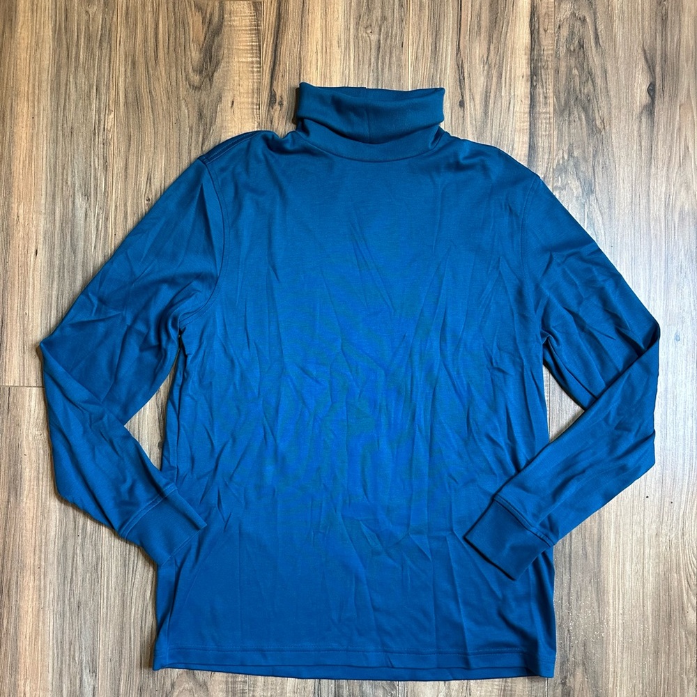 100% Cotton Lands' End Teal Long Sleeve Turtleneck